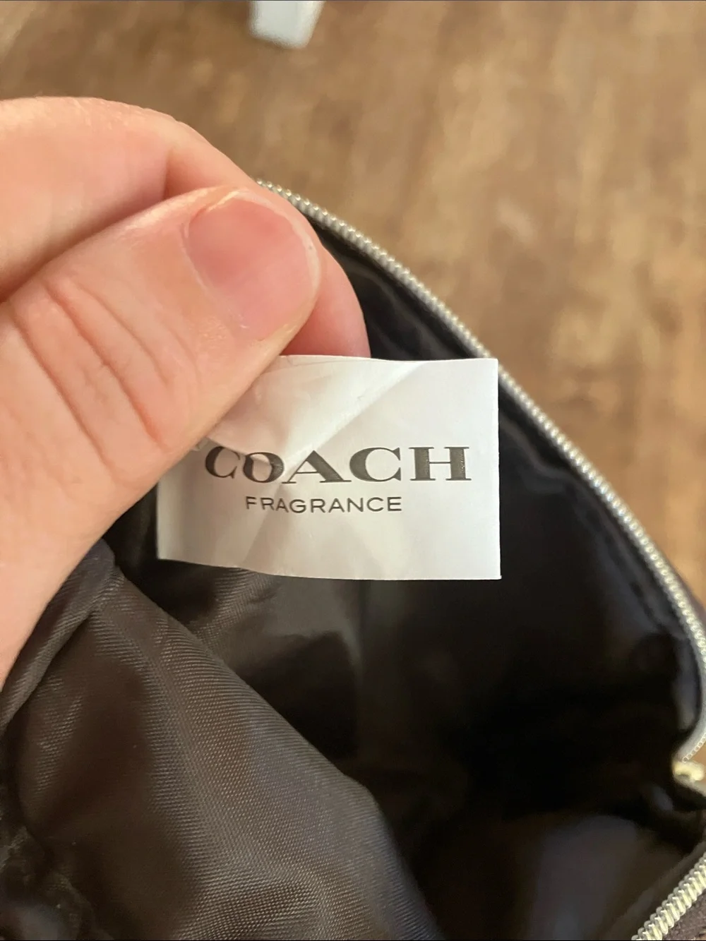 COACH Brown & Gold Signature Zip Cosmetics and Parfums Mini Bag